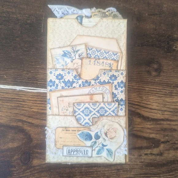 🌻Floral Rustic Junk Journal- Handmade- Quotes/ Cottagecore- Blue & Cream - Picture 4 of 4